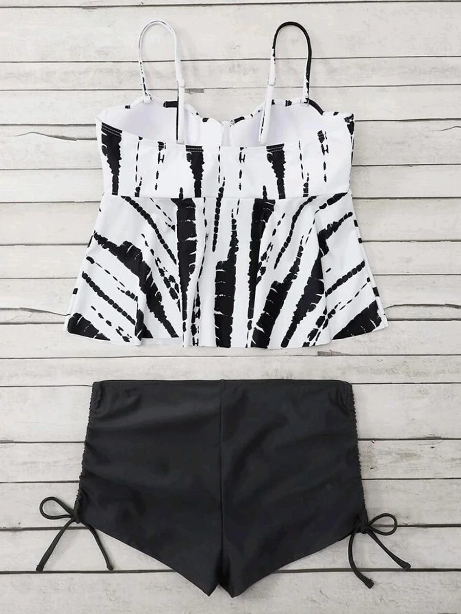 Tie Dye Peplum Tankini Two Pieces Swimsuit Women 2026 Push Up Short Swimwear Female Bathers Bathing Swimming Swim Suit Beachwear