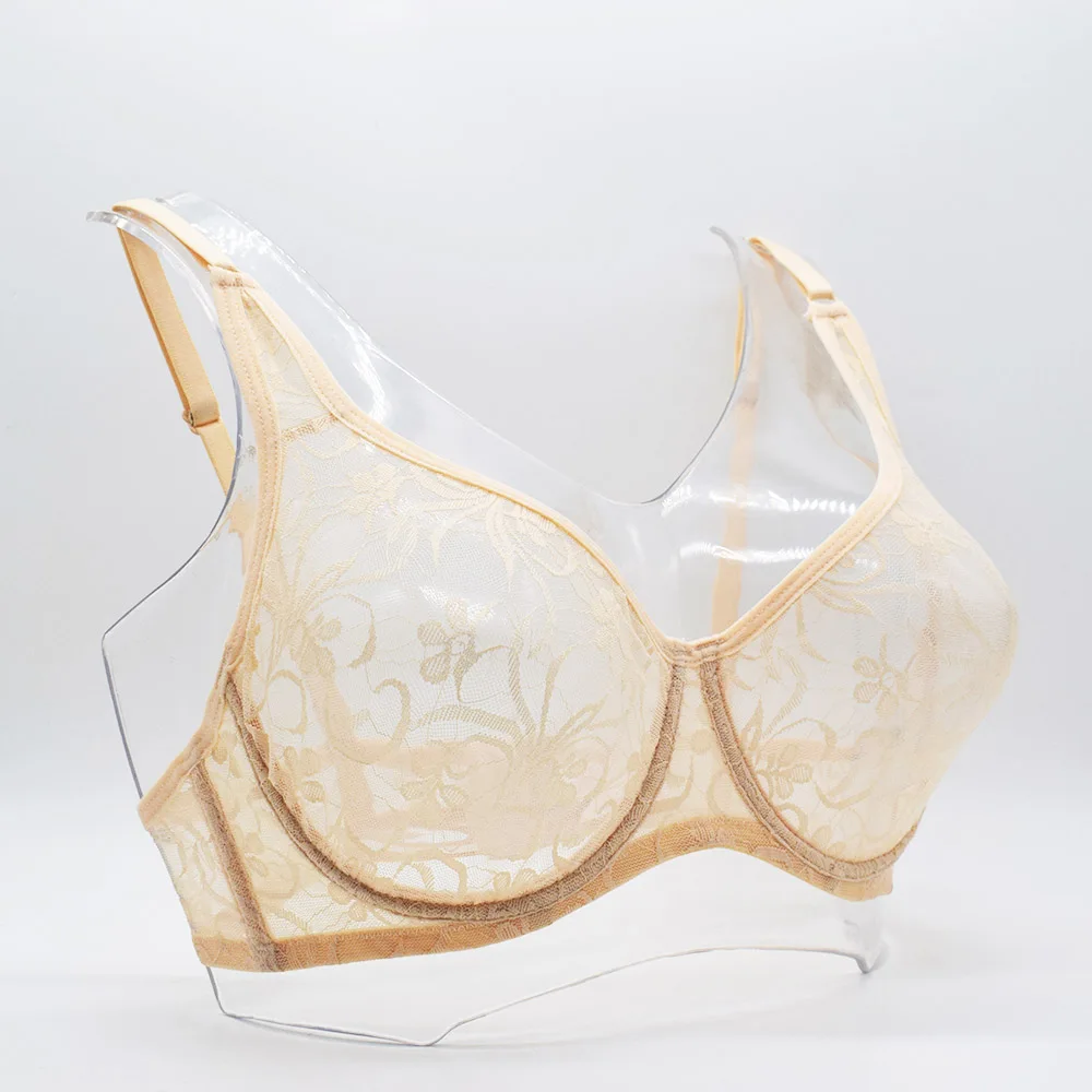 Plus Size Lace Bralette Bras For Women Hollow Out Bra Underwire Womens Underwear Tops Embroidery Mesh Lingerie Brassiere A B C D