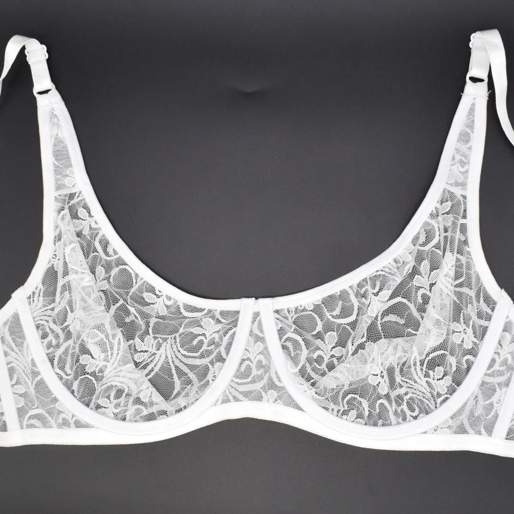 Plus Size Lace Bralette Bras For Women Hollow Out Bra Underwire Womens Underwear Tops Embroidery Mesh Lingerie Brassiere A B C D