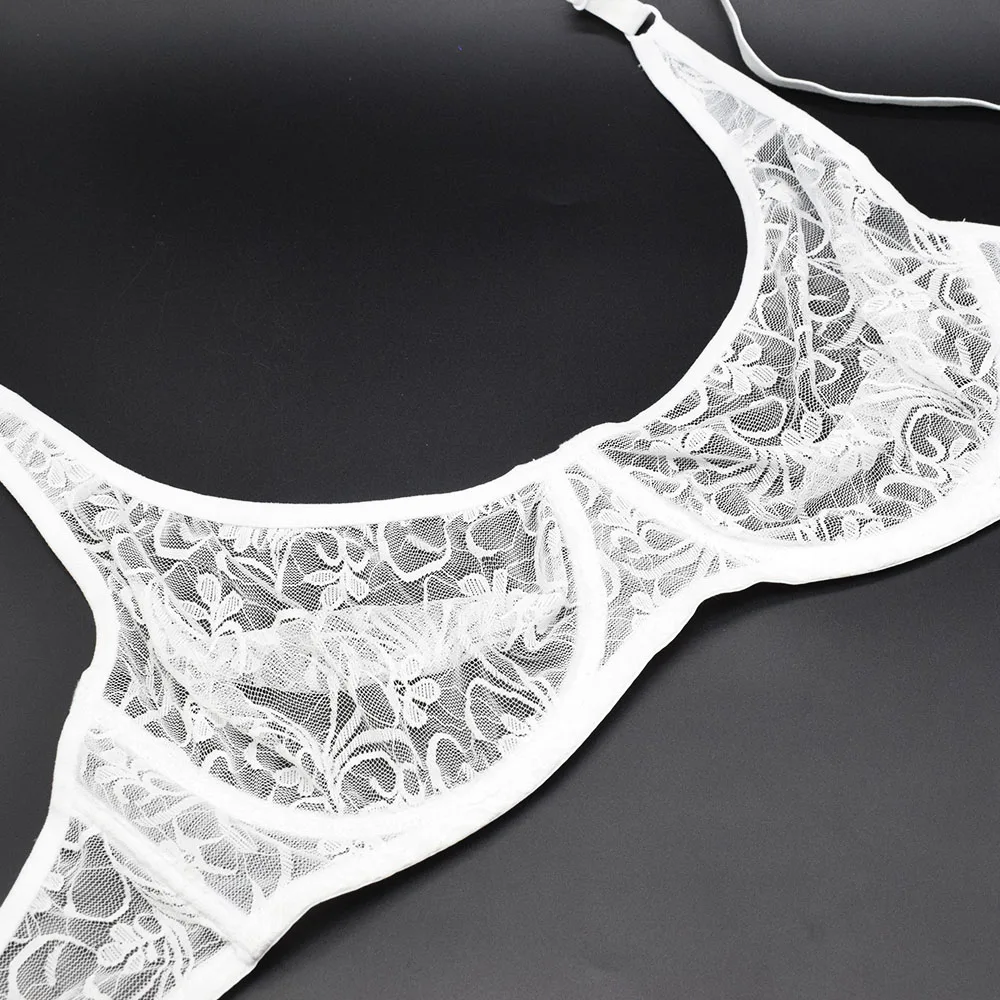 Plus Size Lace Bralette Bras For Women Hollow Out Bra Underwire Womens Underwear Tops Embroidery Mesh Lingerie Brassiere A B C D