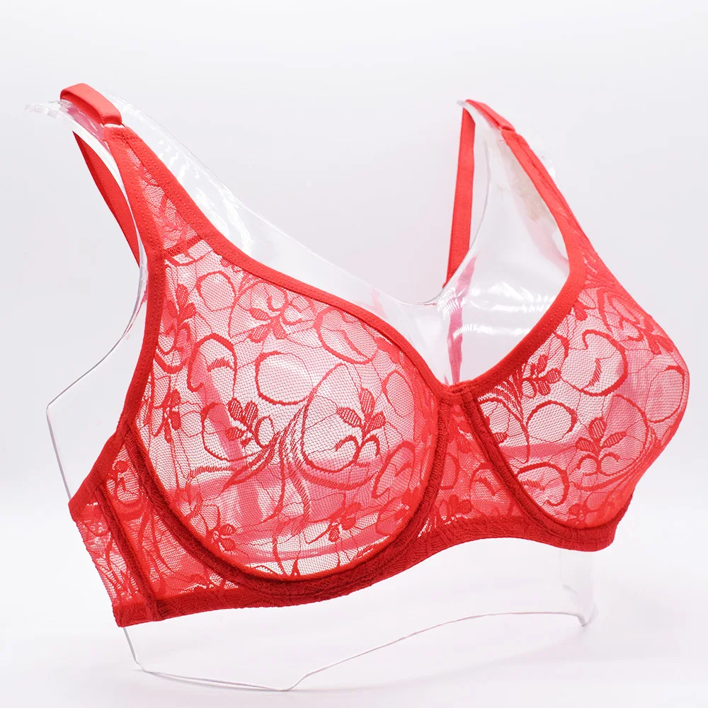 Plus Size Lace Bralette Bras For Women Hollow Out Bra Underwire Womens Underwear Tops Embroidery Mesh Lingerie Brassiere A B C D