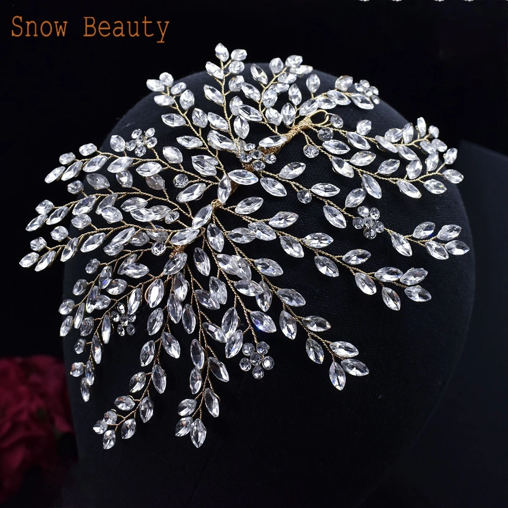 A422 Silver Bridal Hair Piece Shinny Wedding Headbands Tiaras Handmade Wedding Hair Accessories Head Jewelry Bride Headwear