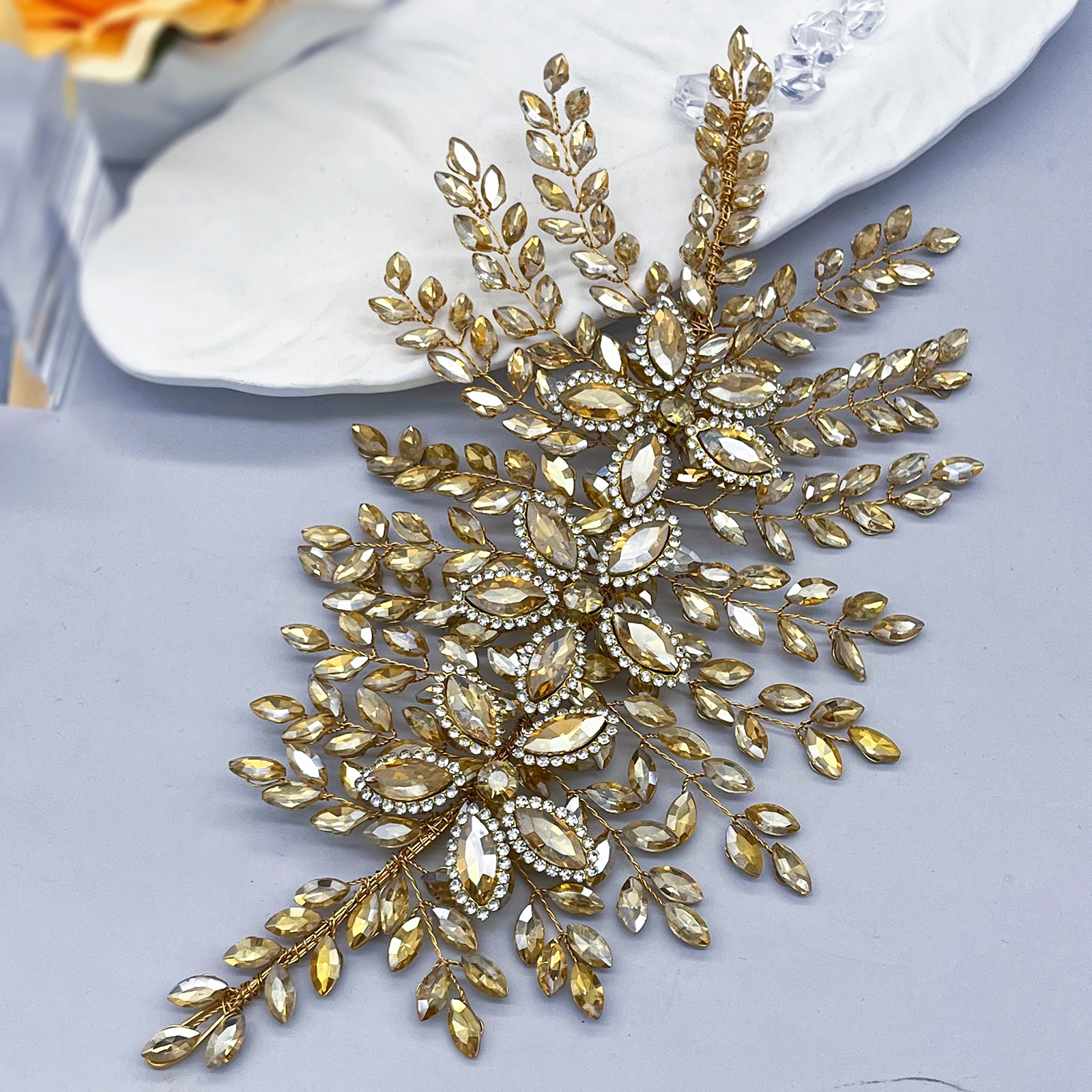 A422 Silver Bridal Hair Piece Shinny Wedding Headbands Tiaras Handmade Wedding Hair Accessories Head Jewelry Bride Headwear