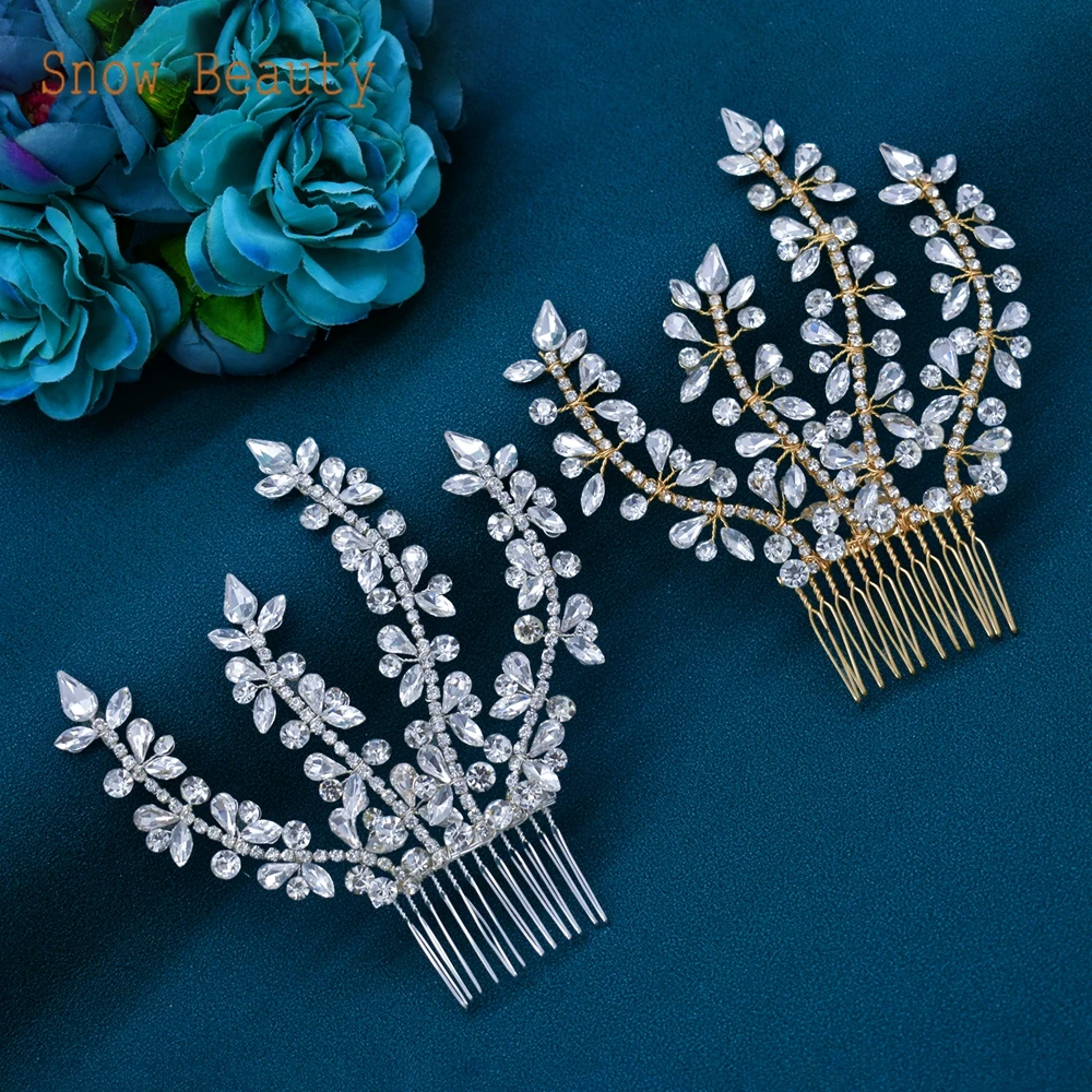A422 Silver Bridal Hair Piece Shinny Wedding Headbands Tiaras Handmade Wedding Hair Accessories Head Jewelry Bride Headwear