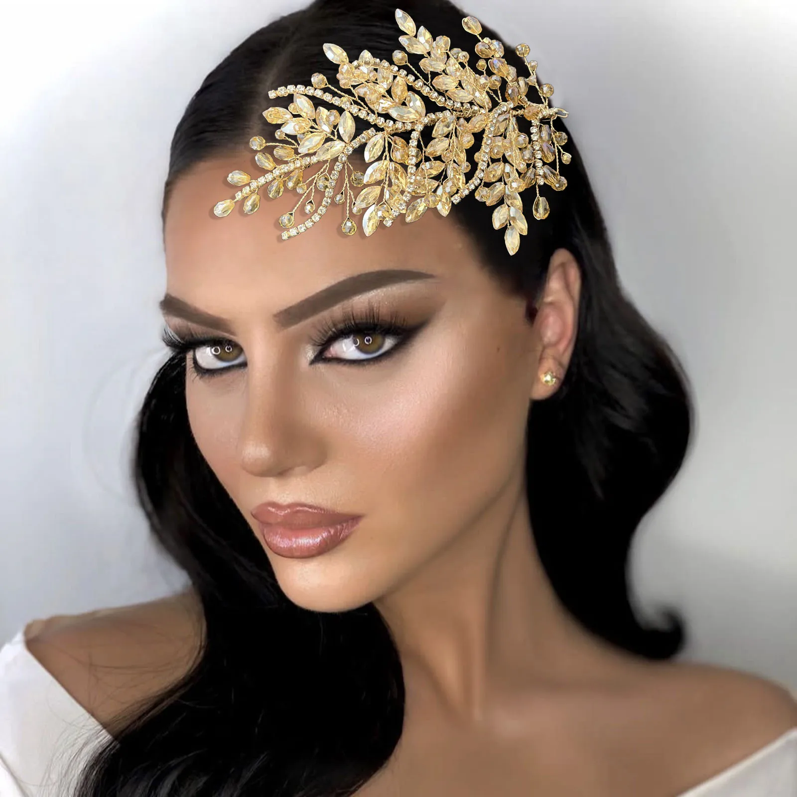 A422 Silver Bridal Hair Piece Shinny Wedding Headbands Tiaras Handmade Wedding Hair Accessories Head Jewelry Bride Headwear