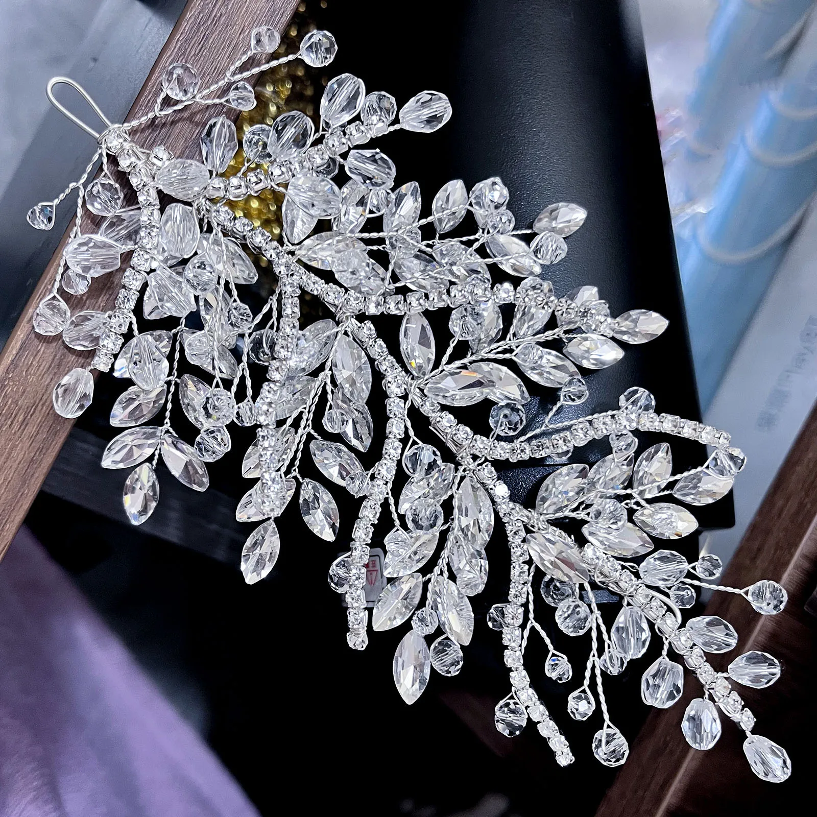 A422 Silver Bridal Hair Piece Shinny Wedding Headbands Tiaras Handmade Wedding Hair Accessories Head Jewelry Bride Headwear
