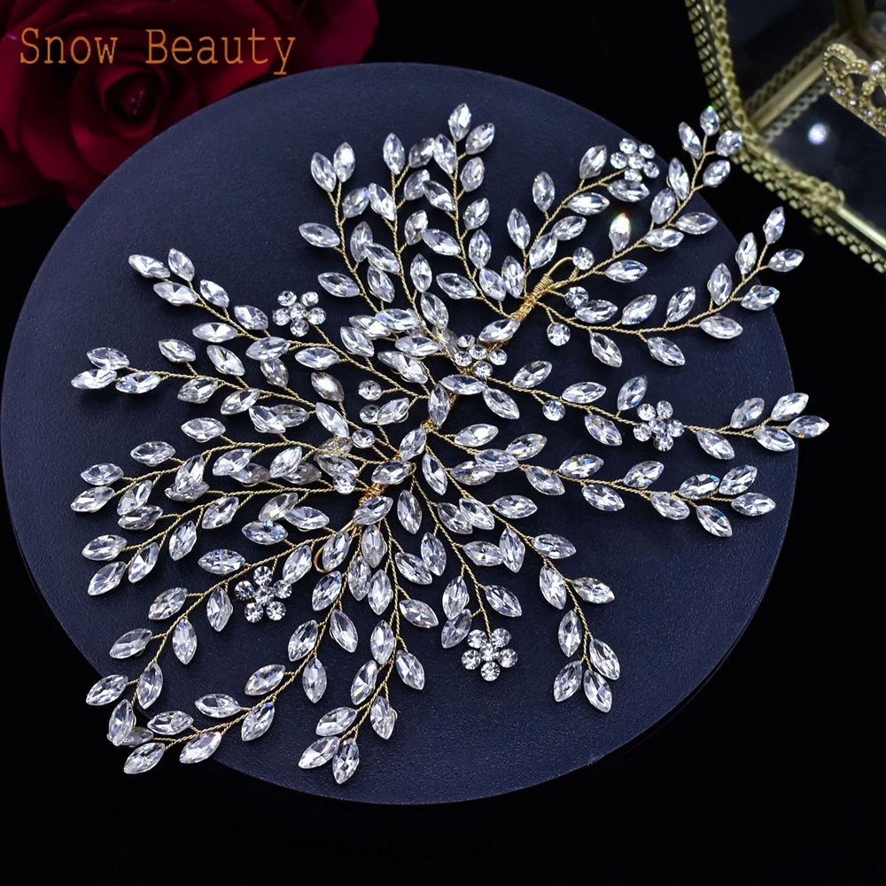 A422 Silver Bridal Hair Piece Shinny Wedding Headbands Tiaras Handmade Wedding Hair Accessories Head Jewelry Bride Headwear