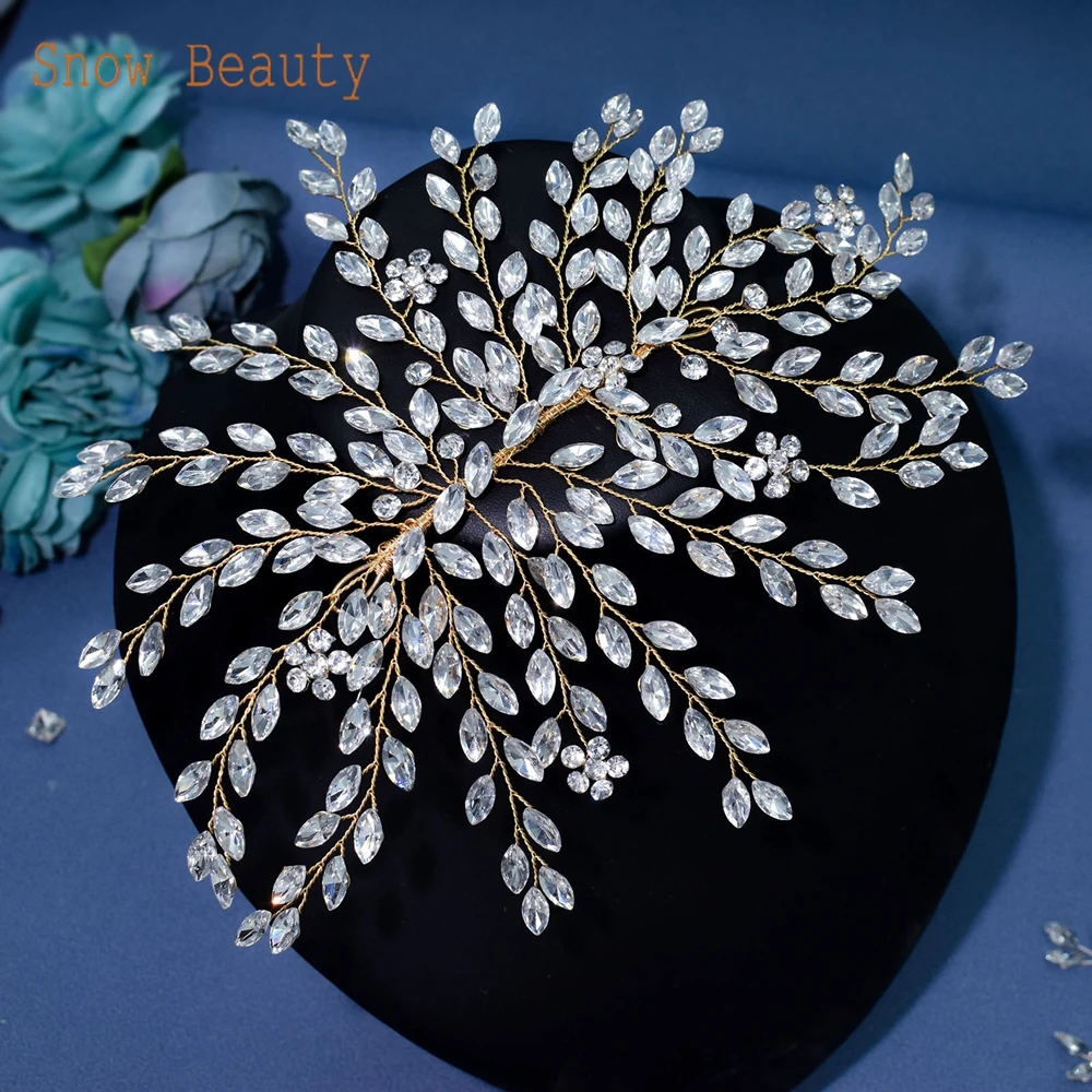 A422 Silver Bridal Hair Piece Shinny Wedding Headbands Tiaras Handmade Wedding Hair Accessories Head Jewelry Bride Headwear