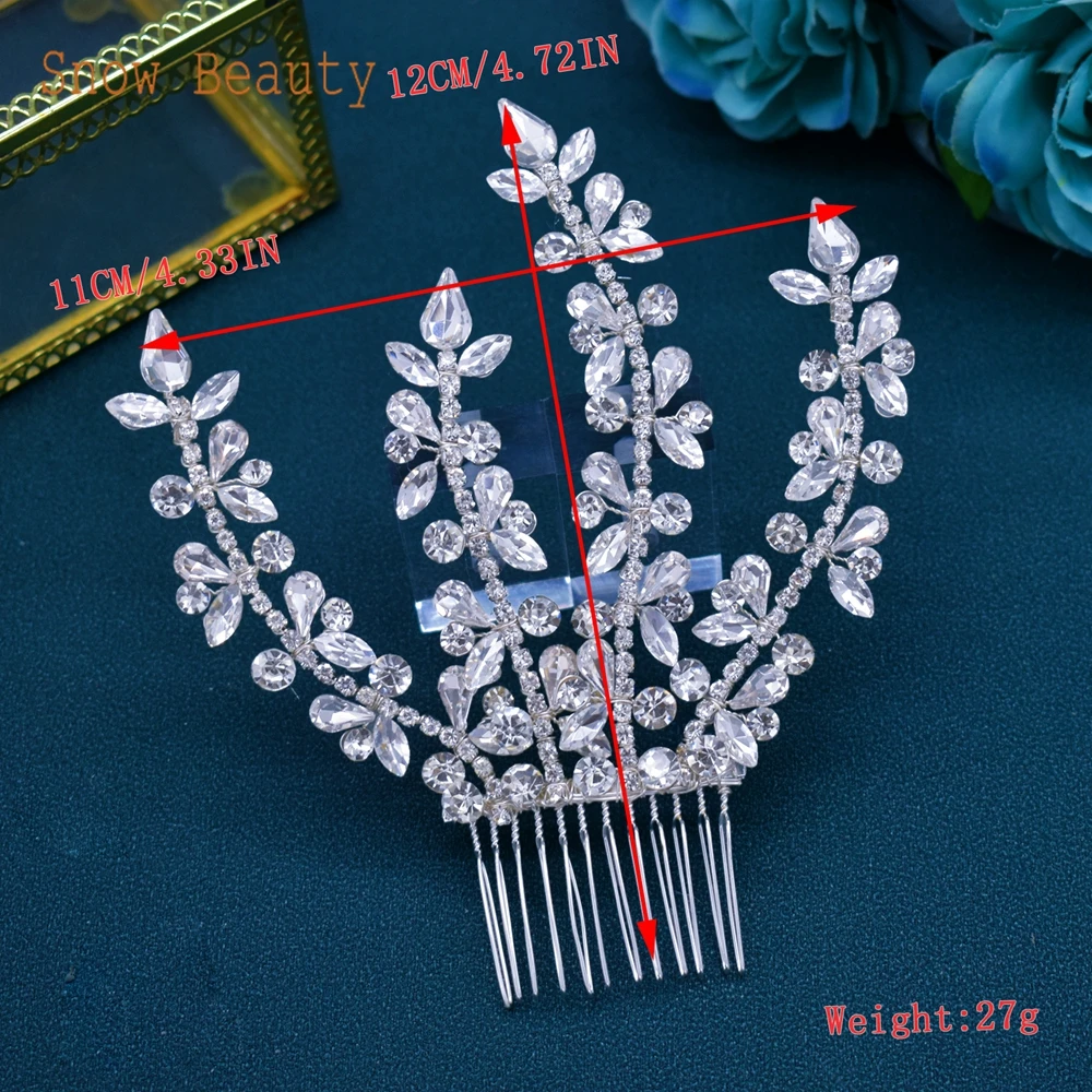 A422 Silver Bridal Hair Piece Shinny Wedding Headbands Tiaras Handmade Wedding Hair Accessories Head Jewelry Bride Headwear