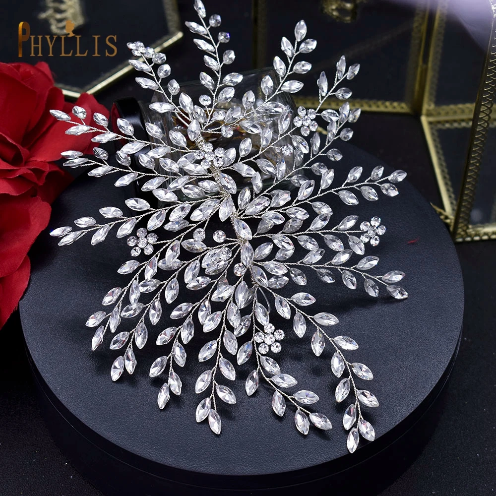 A422 Silver Bridal Hair Piece Shinny Wedding Headbands Tiaras Handmade Wedding Hair Accessories Head Jewelry Bride Headwear