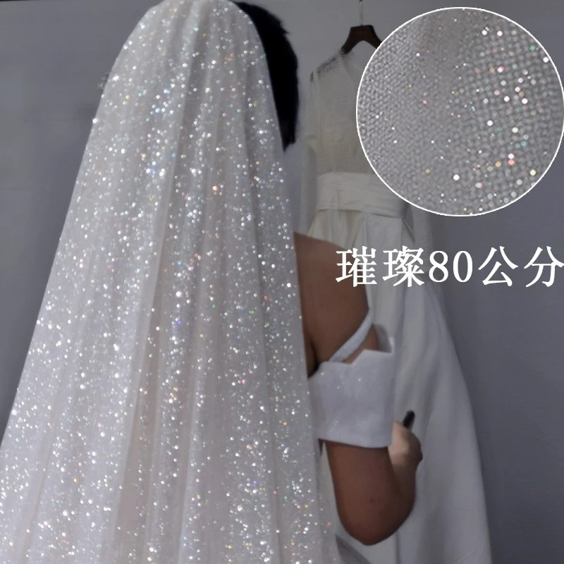 B58-D Sparkle Wedding Veil Champagne Colored Wedding Veils Bling Bridal Veils Long 3M/5M Bride Veil Luxury Cathedral Veil