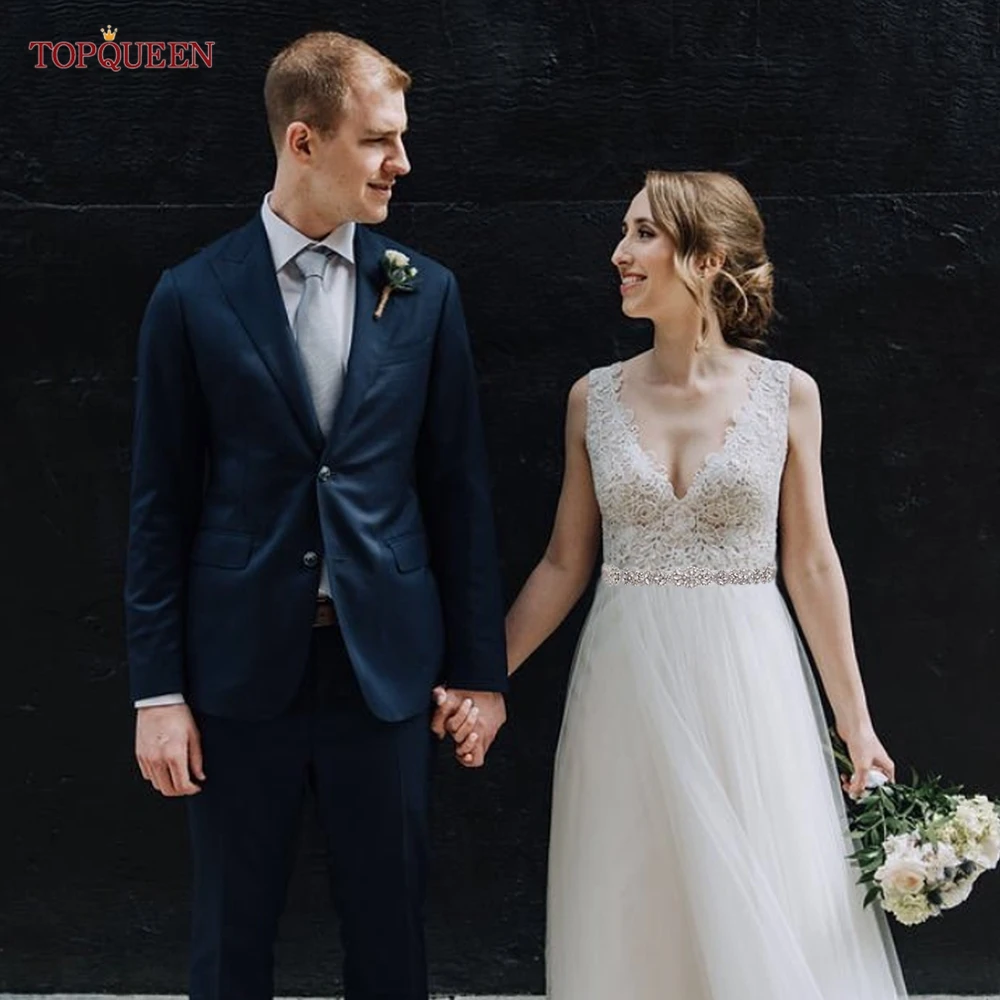 TOPQUEEN S75 Bridal Wedding Dress Belt Silver Rhinestones Crystal Elegant Luxury Handmade Beaded Bridesmaid Women Dresses Belt