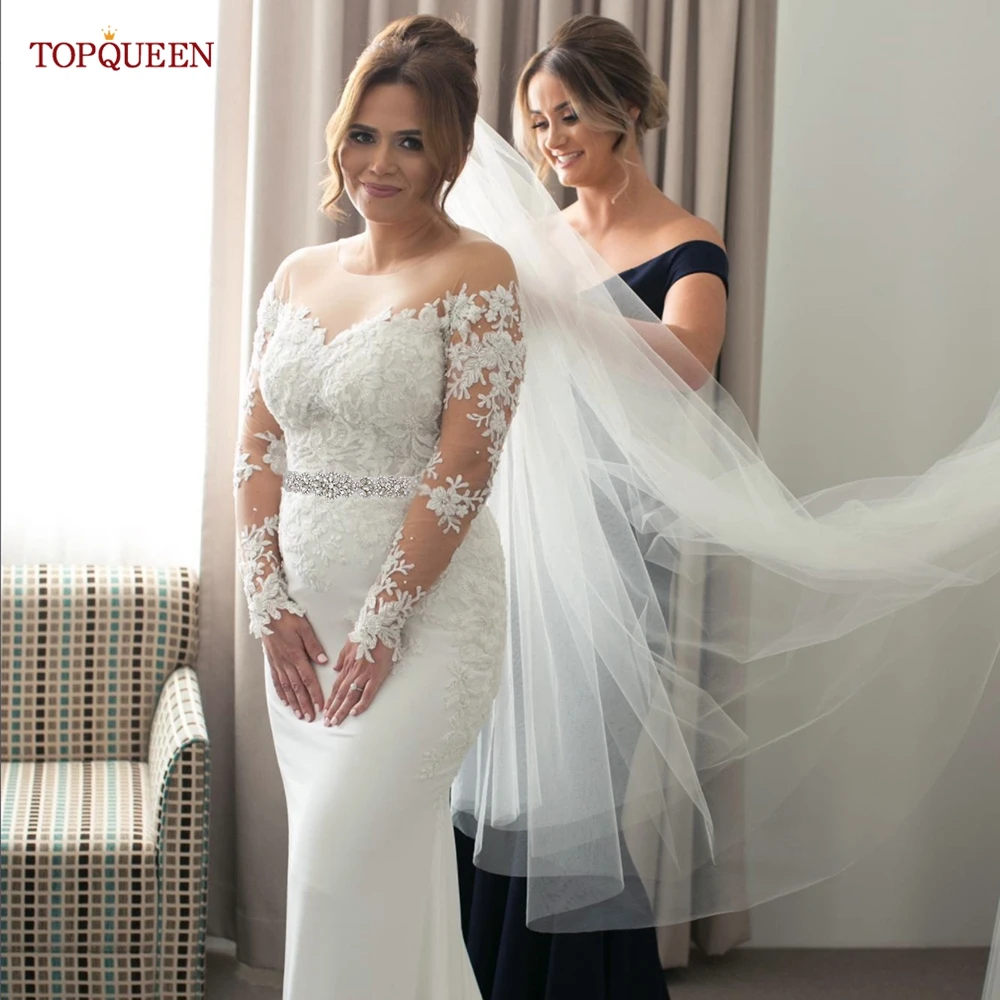 TOPQUEEN S75 Bridal Wedding Dress Belt Silver Rhinestones Crystal Elegant Luxury Handmade Beaded Bridesmaid Women Dresses Belt