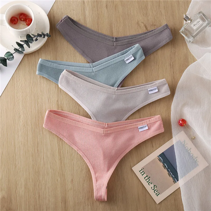 3Pcs/Set Women Cotton Thongs Panties Sexy Low Waist G-String Briefs Ladies Brazilian Lingerie Girls Breathable Intimates Bikini