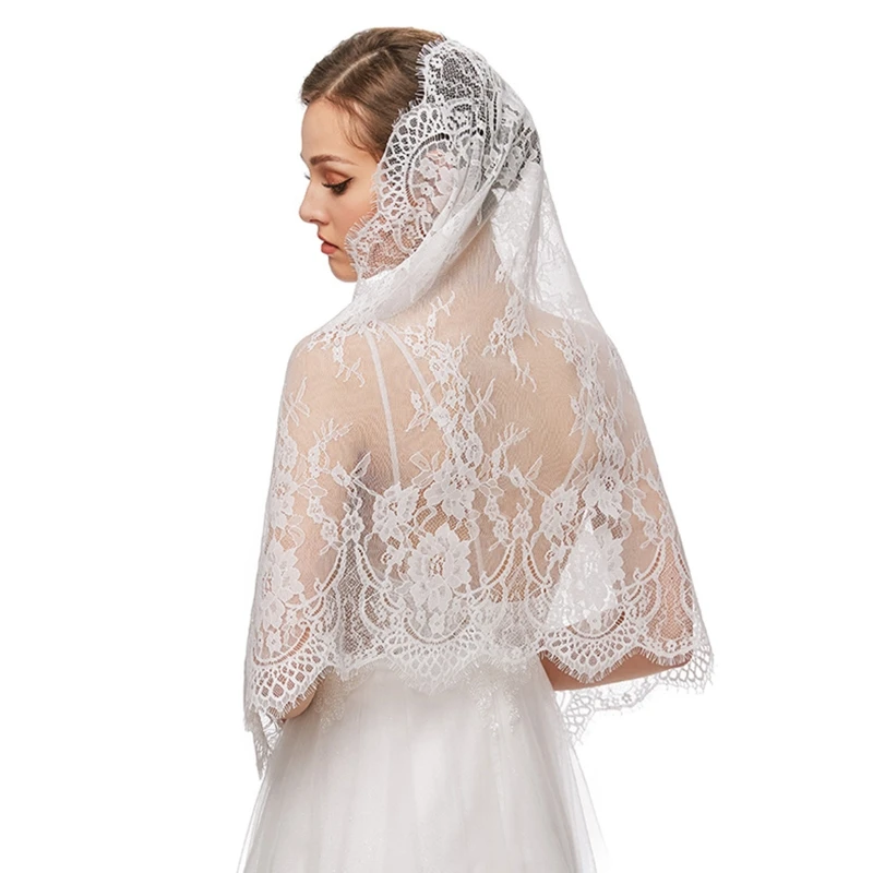 Lace Mantilla Veil Soft & Comfortable Exquisite Floral Design Head Covering for Women Girls Church Veils for Chapels Dropship