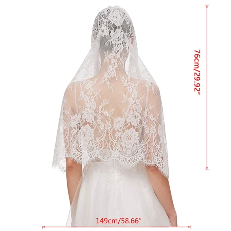 Lace Mantilla Veil Soft & Comfortable Exquisite Floral Design Head Covering for Women Girls Church Veils for Chapels Dropship