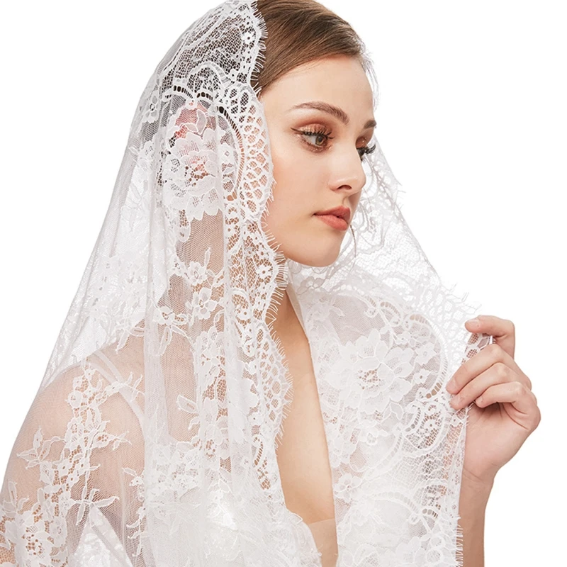Lace Mantilla Veil Soft & Comfortable Exquisite Floral Design Head Covering for Women Girls Church Veils for Chapels Dropship