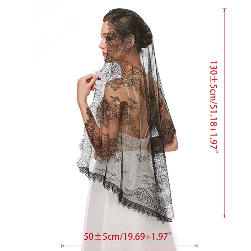 Lace Mantilla Veil Soft & Comfortable Exquisite Floral Design Head Covering for Women Girls Church Veils for Chapels Dropship