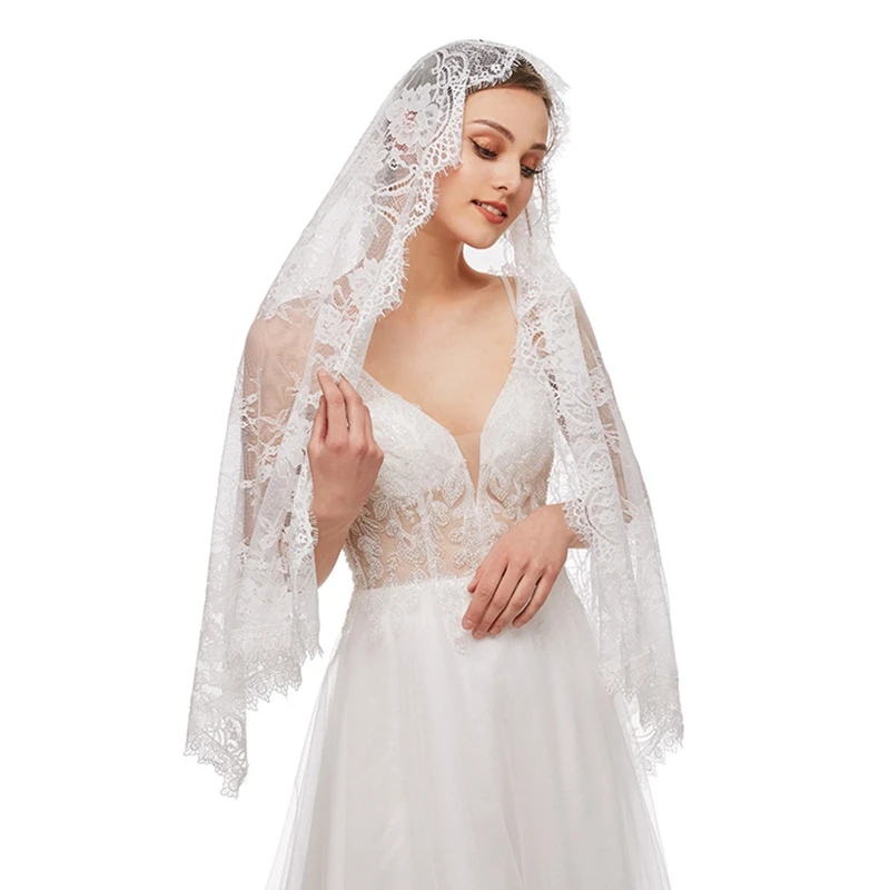 Lace Mantilla Veil Soft & Comfortable Exquisite Floral Design Head Covering for Women Girls Church Veils for Chapels Dropship