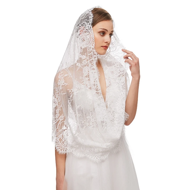 Lace Mantilla Veil Soft & Comfortable Exquisite Floral Design Head Covering for Women Girls Church Veils for Chapels Dropship
