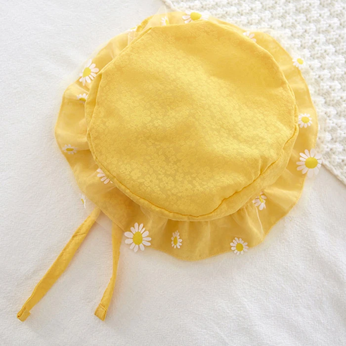 Summer Baby Girl Clothing Infant Baby Girls Jumpsuit+Hat Fly Sleeve Cotton Printing Mesh Splicing Toddler Baby Girl Romper