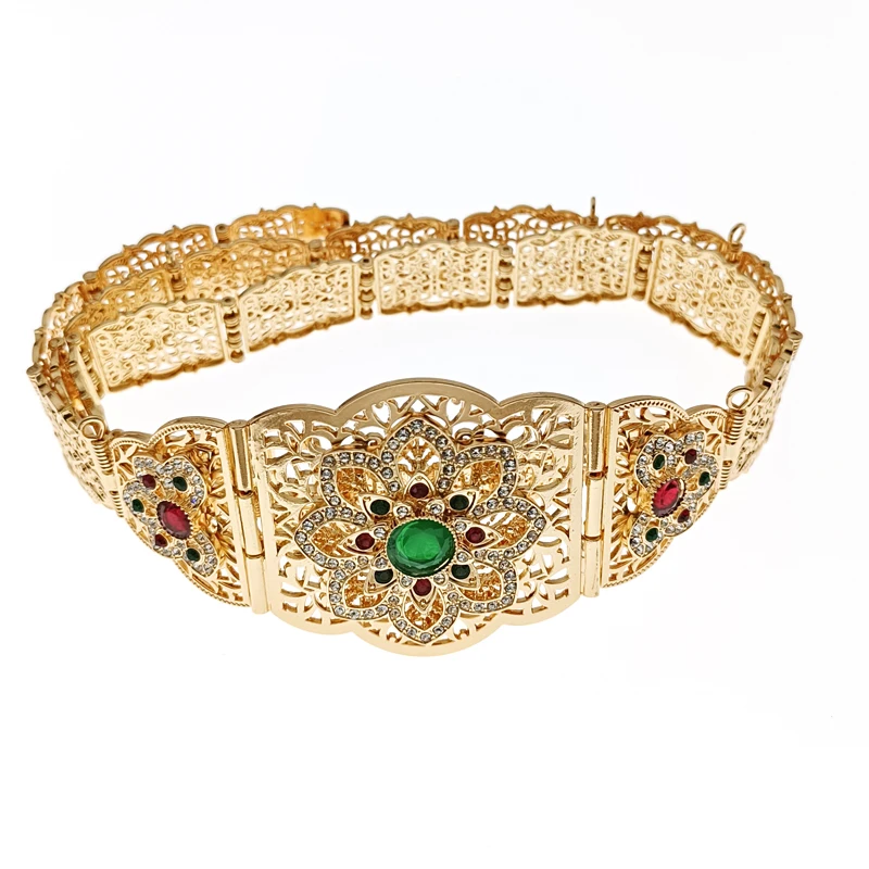 Morocco Caftan Wedding Belts Gold Plated Luxury Wedding Jewelry Set for Bridal Muslim Arabic Bridal Dress Chain Bride Accessory