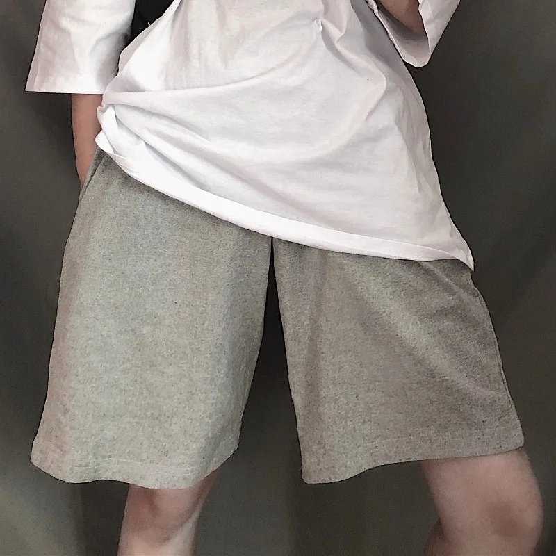 Y2k Summer Black Short Women Fashion Ladies Elastic Waist Short Pant High Waist Streetwear Wide-leg Oversize Simple Unisex Short