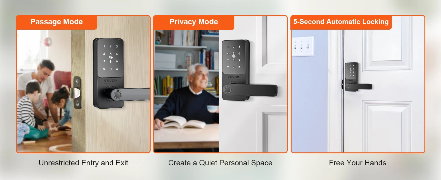 SucceBuy Smart Lock 5 in 1 Smart Door Knob Fingerprint Deadbolt with App Control Bluetooth Smart Lock Keyless Entry Door Lock