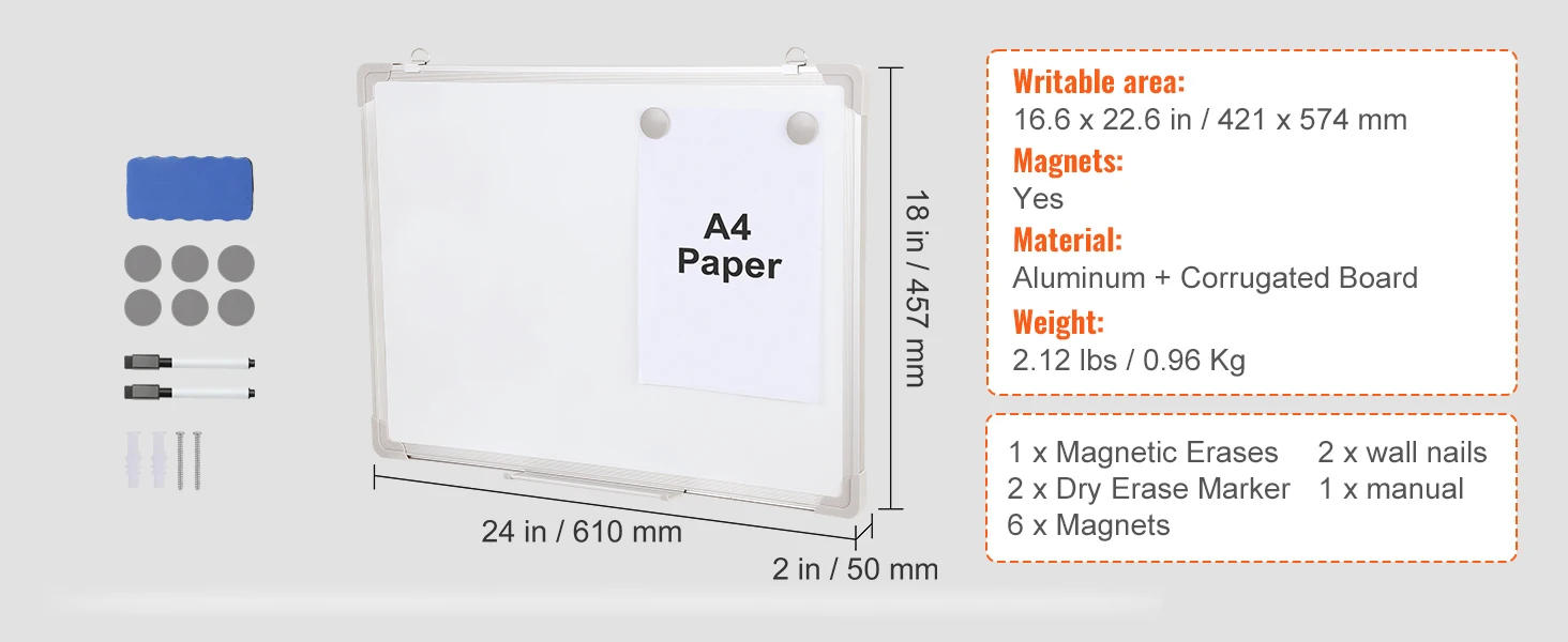 SucceBuy Rolling Magnetic Whiteboard Double-Sided Mobile Whiteboard 360° Reversible Adjustable Height Dry Erase Board for School