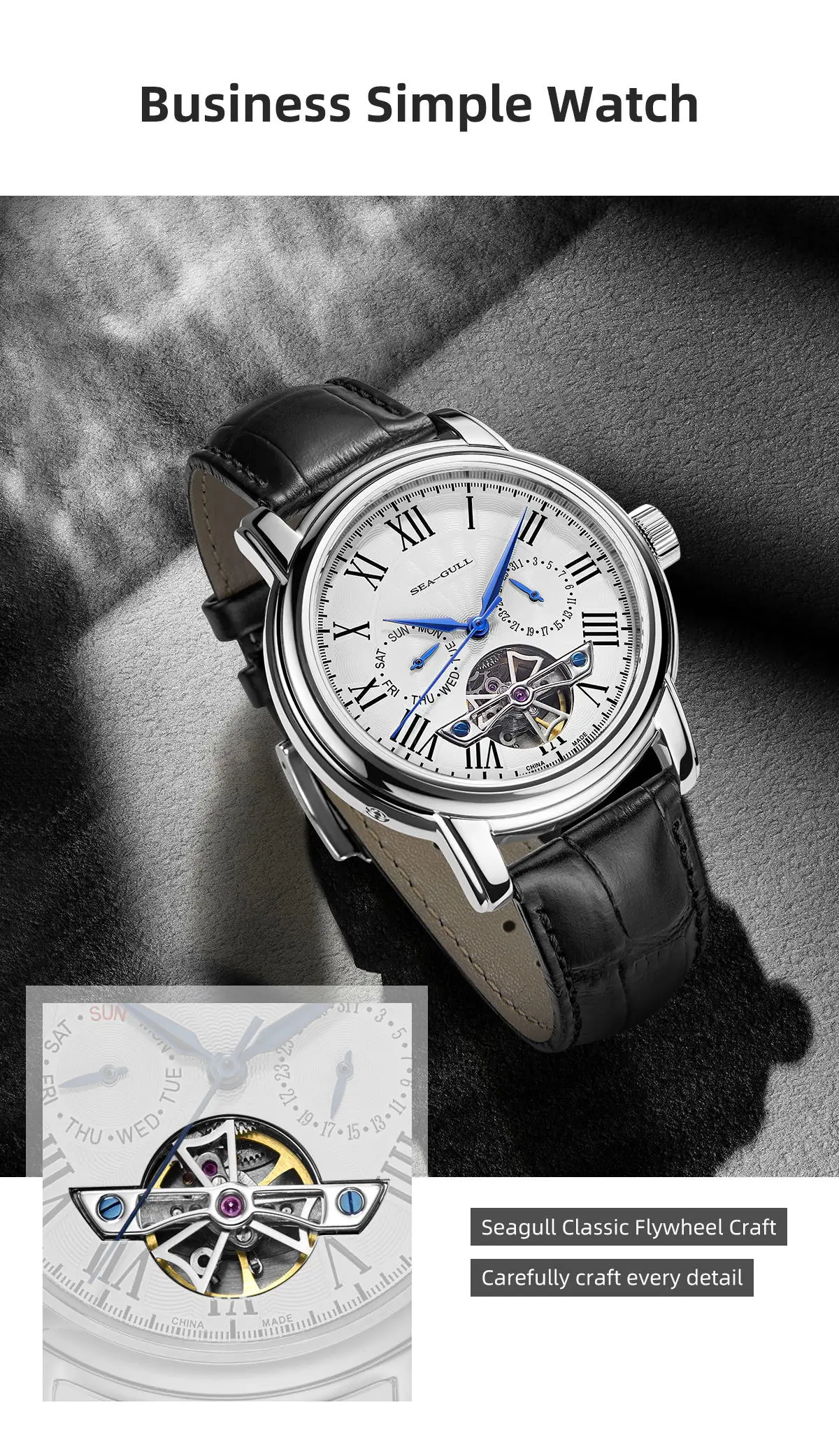 SEAGULL Luxury Watch Business Waterproof Male Clock Date Stainless Steel Mechanical Watch Men Watch Reloj Hombre 2026 D819.622