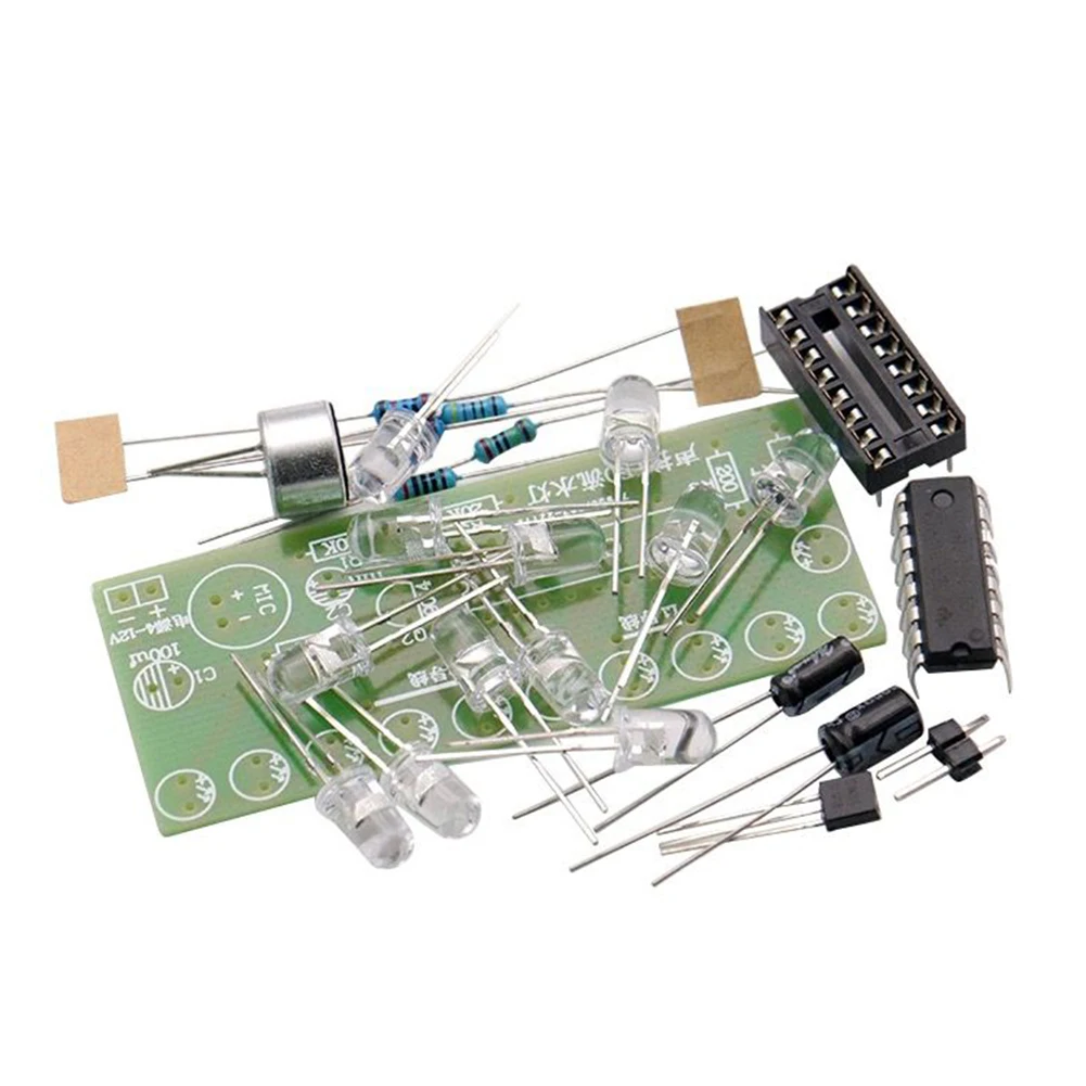 Voice Activated LED Water Light Kit CD4017 Color Light DIY Electronic Kit Teaching Training Module