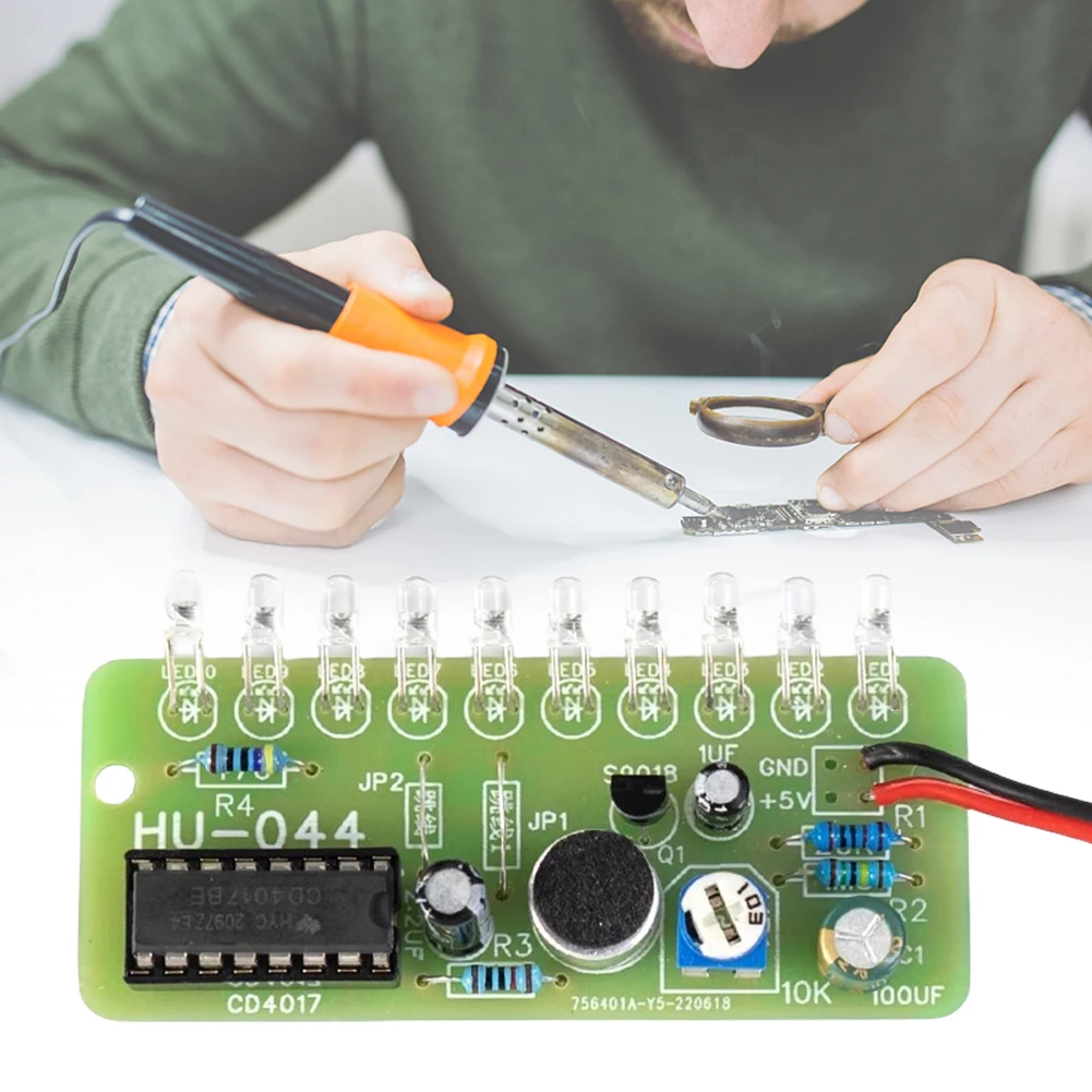 Voice Activated LED Water Light Kit CD4017 Color Light DIY Electronic Kit Teaching Training Module