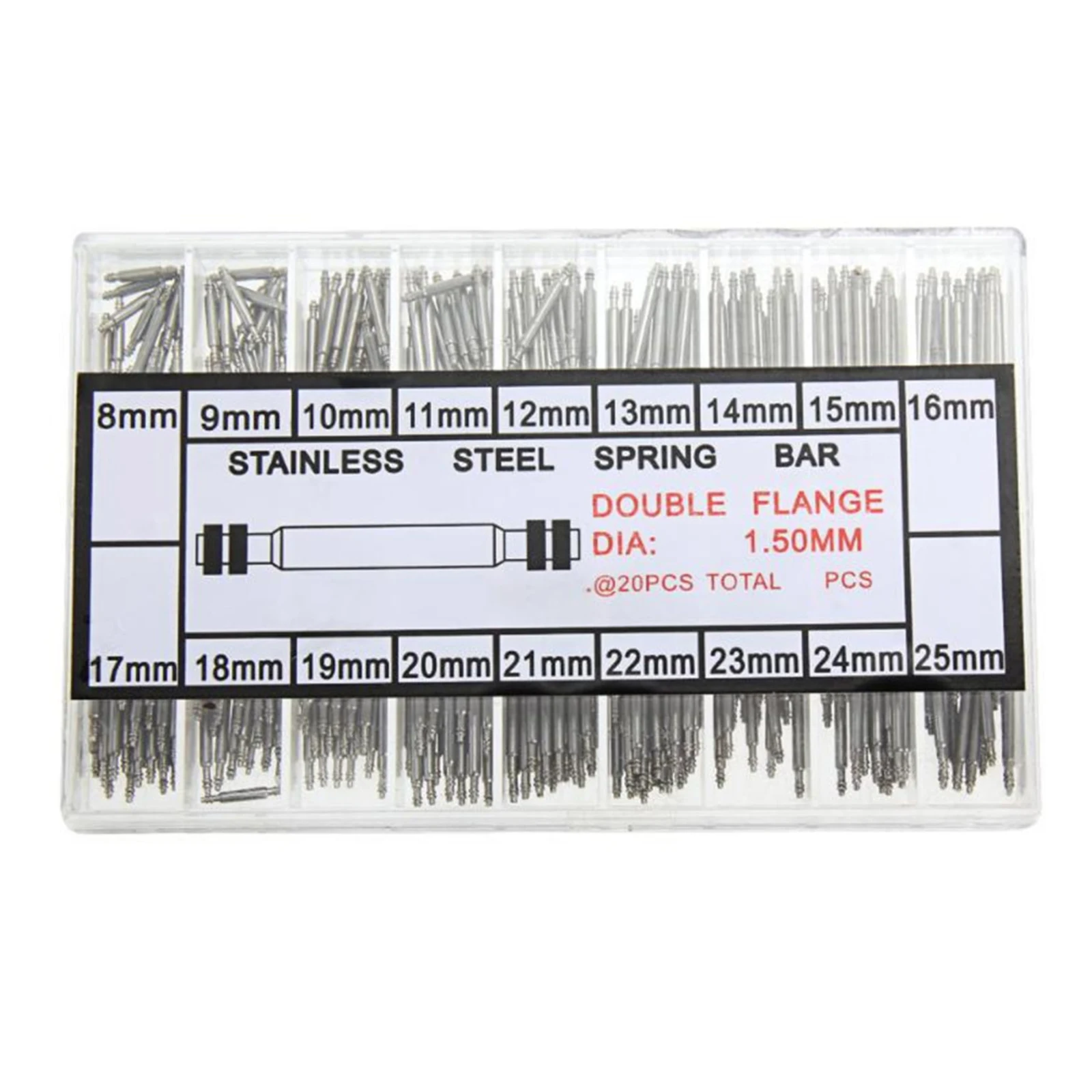 360pcs/set Strainless Steel Spring Bars Dia 1.5mm/1.8mm Length8mm - 25mm/6mm - 23mm Watchband Strap Belt Watch Repair Tools Pin