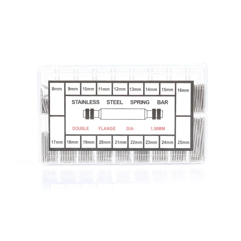 360pcs/set Strainless Steel Spring Bars Dia 1.5mm/1.8mm Length8mm - 25mm/6mm - 23mm Watchband Strap Belt Watch Repair Tools Pin