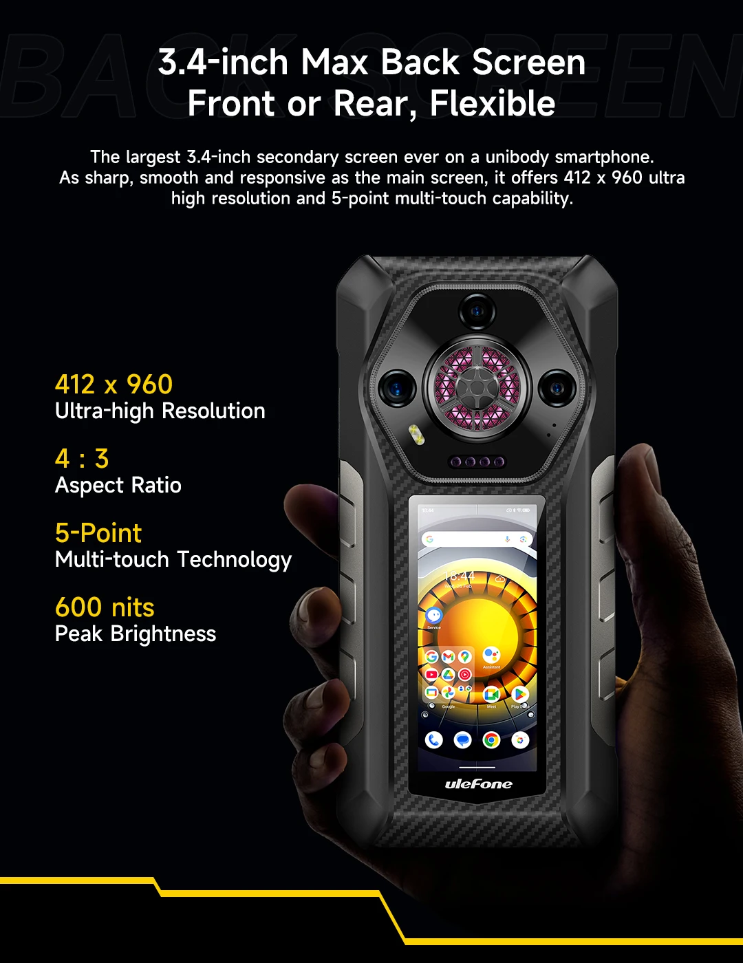 Ulefone Armor 30 Pro 5G Rugged Phone 6.9" 120Hz 32GB+512GB 12800mAh Night Camera 64MP NFC 66W Android 14 Smartphone