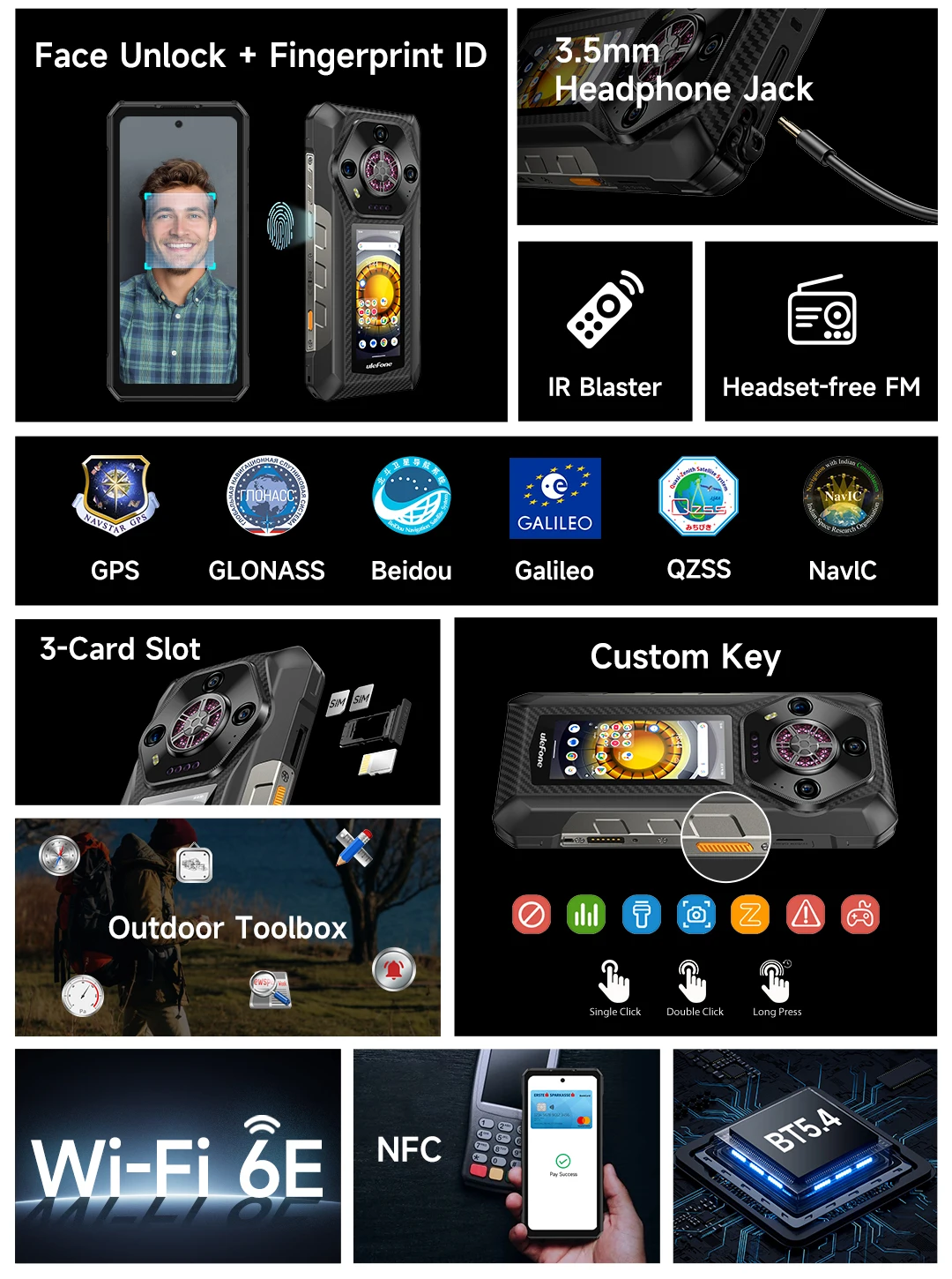 Ulefone Armor 30 Pro 5G Rugged Phone 6.9" 120Hz 32GB+512GB 12800mAh Night Camera 64MP NFC 66W Android 14 Smartphone