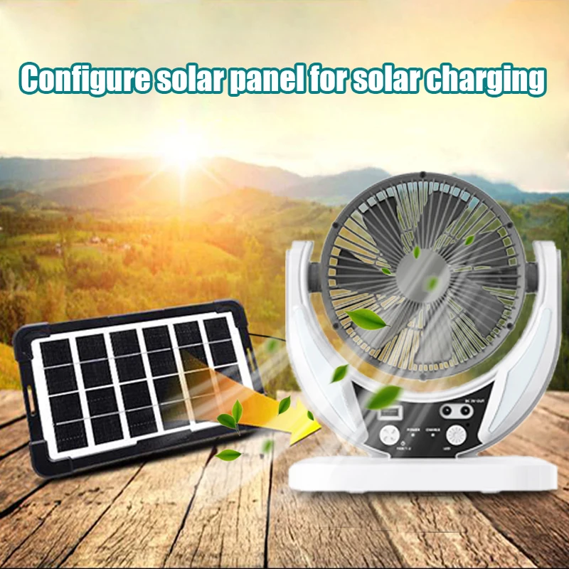 2pcs solar-powered multifunctional fan, LED emergency light bulb, USB charging, night light feature, can charge mobile phones