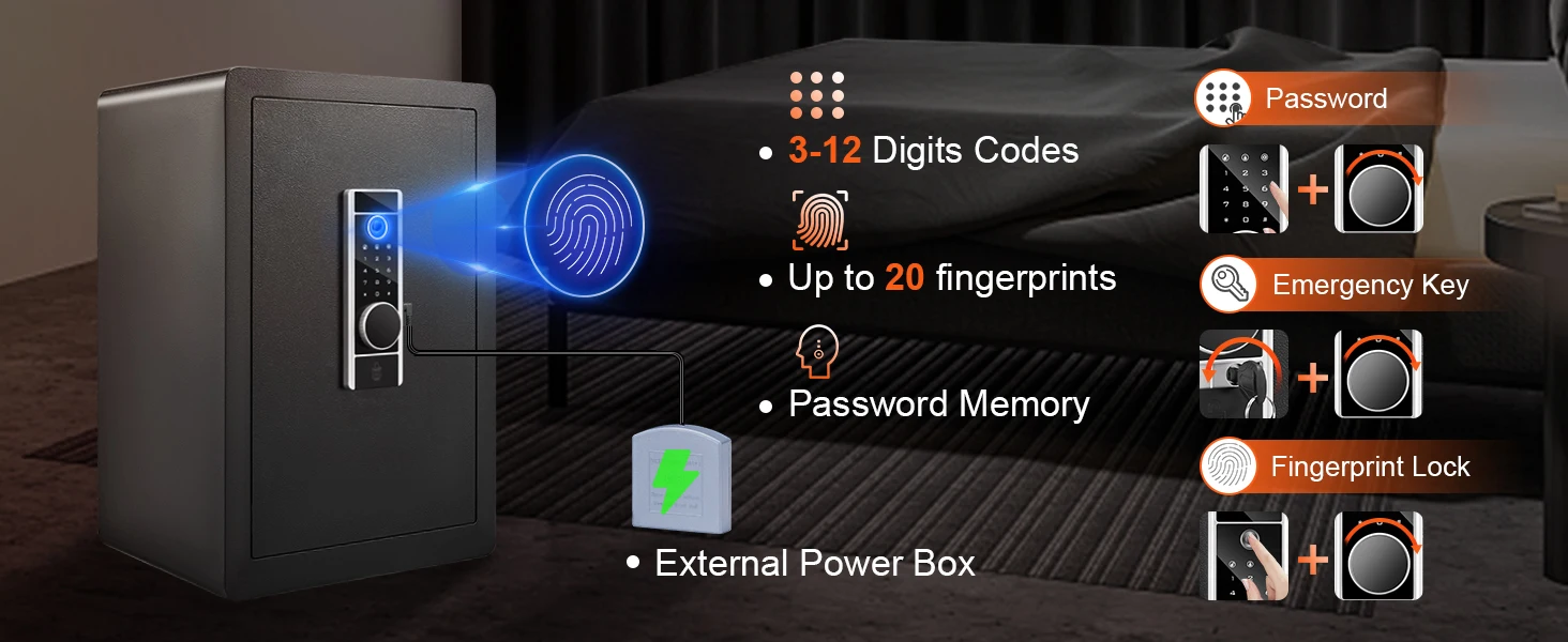 SucceBuy Electric Safe 2.2/1.8 Cubic Feet Fingerprint&Digital Security Cabinet Safe W/ Fire-proof Bag for Cash Jewelry Documents