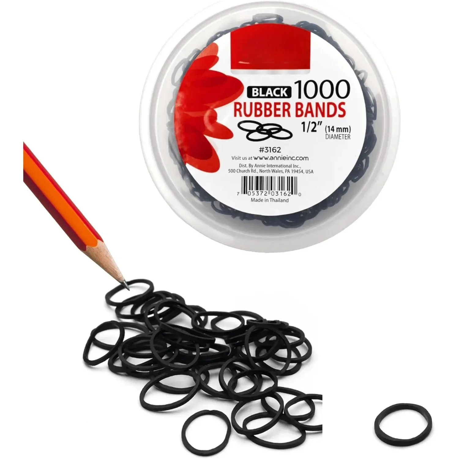 1000 RUBBER BANDS 1/2" #BLACK