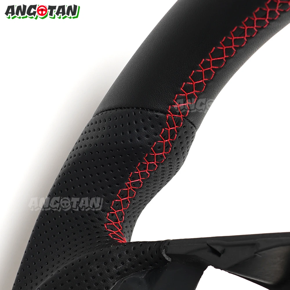 Full Leather Flat Bottom Steering Wheel For BMW E90 E91 E92 E93 E89 328i 335i 325i 2005-2012 Steering Wheel With Paddle Holes Red Top Stripe