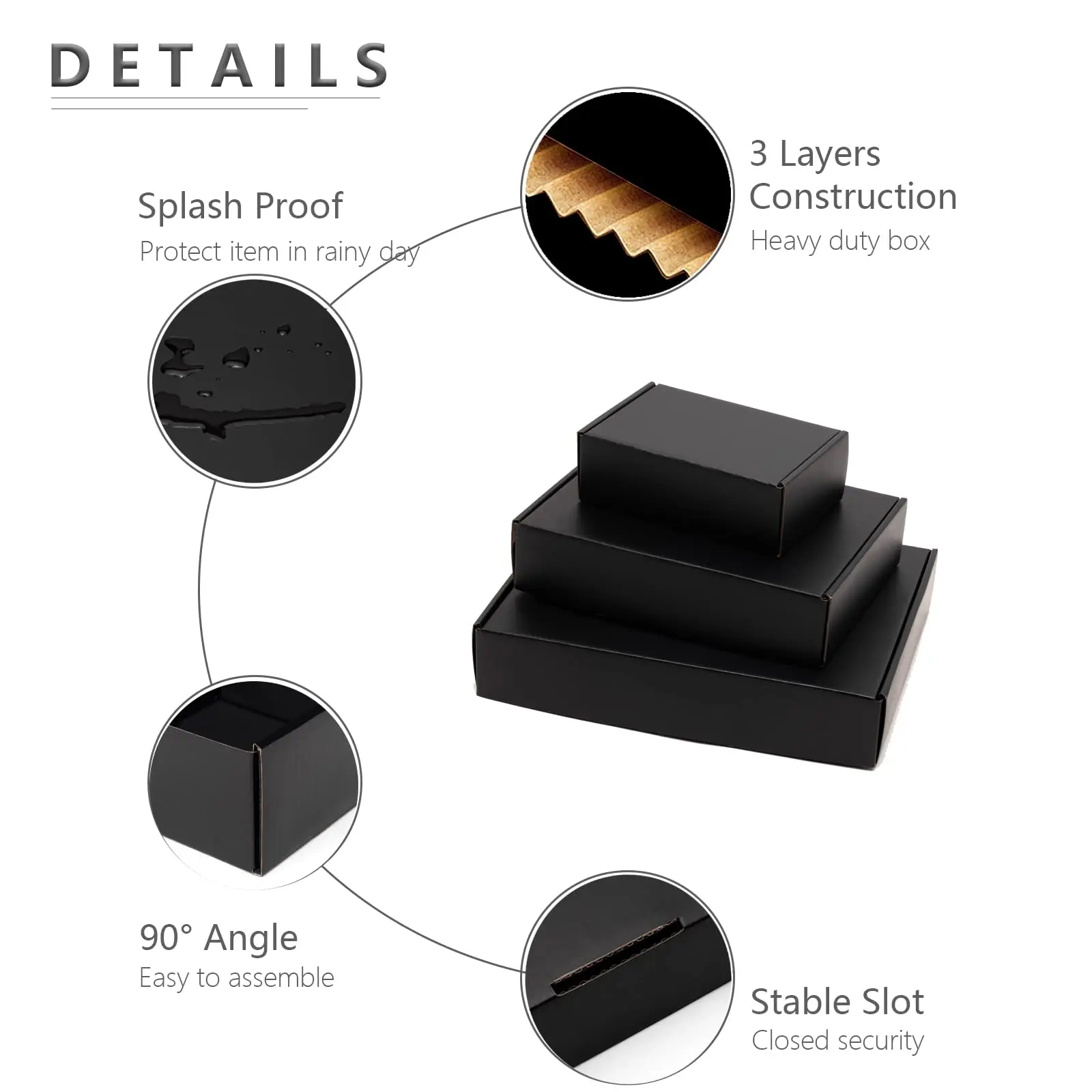 50pcs 6x4x2 Inches Small Shipping Boxes,Black Mailer Corrugated Cardboard Boxes for Shipping Packaging Mailing Products