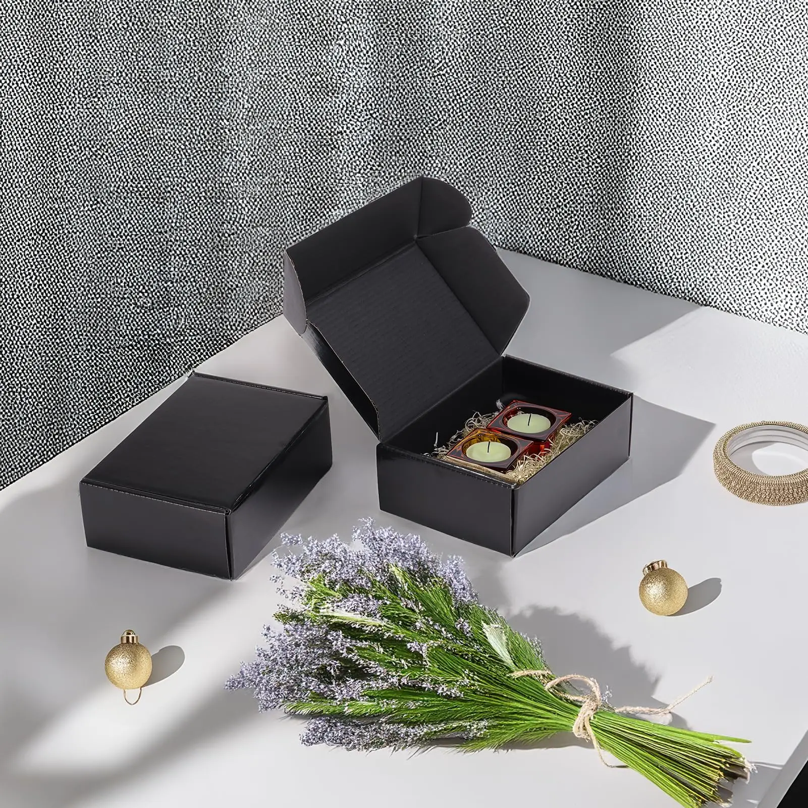 50pcs 6x4x2 Inches Small Shipping Boxes,Black Mailer Corrugated Cardboard Boxes for Shipping Packaging Mailing Products