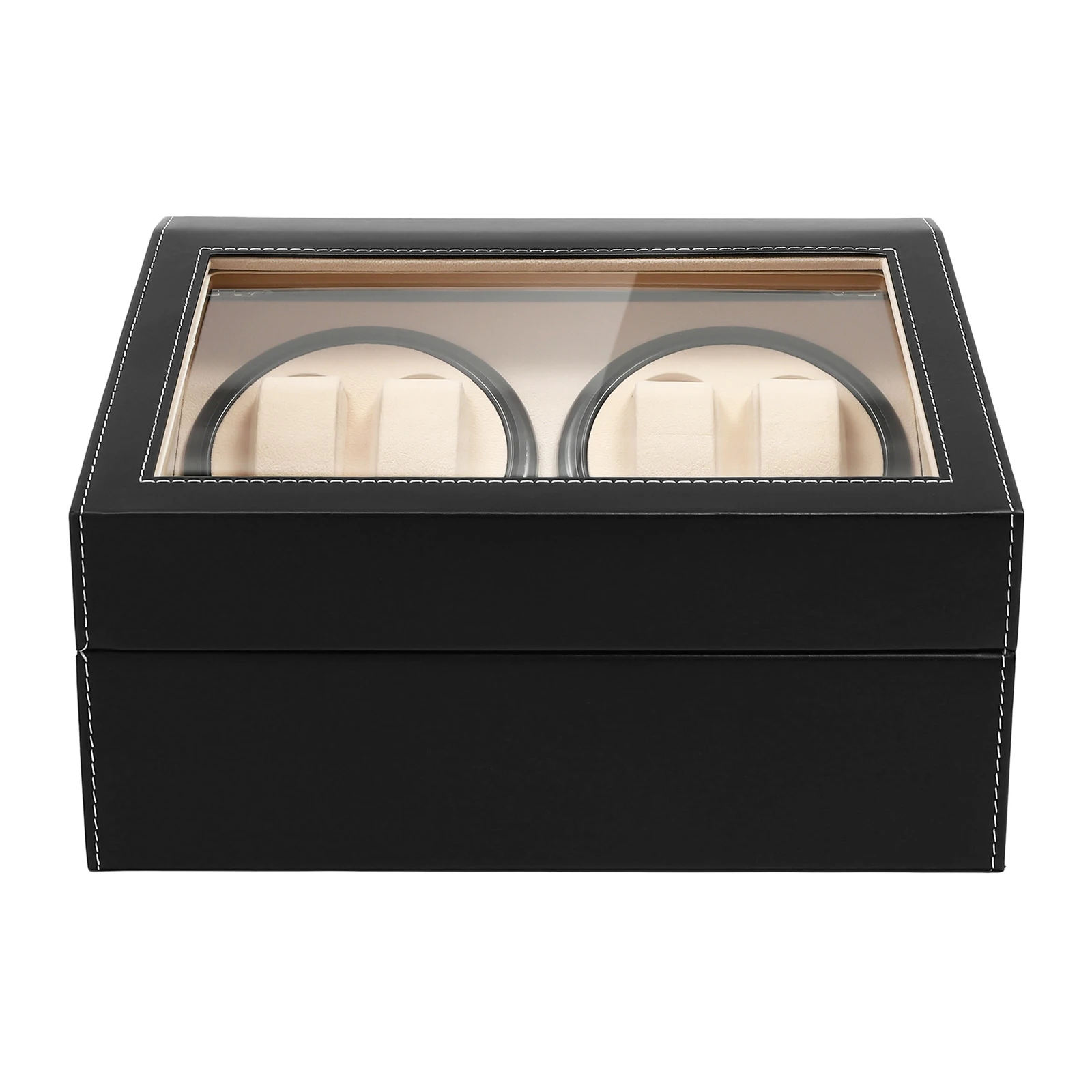 4+6 Brown/Black Watch Winder Automatic Rotation Leather Storage Watch Display Box Case Holder for Store Display, Home Decoration