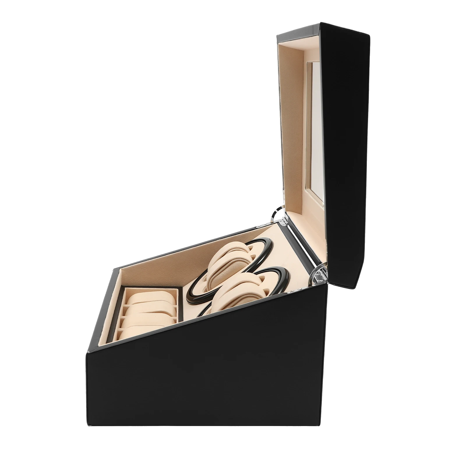 4+6 Brown/Black Watch Winder Automatic Rotation Leather Storage Watch Display Box Case Holder for Store Display, Home Decoration