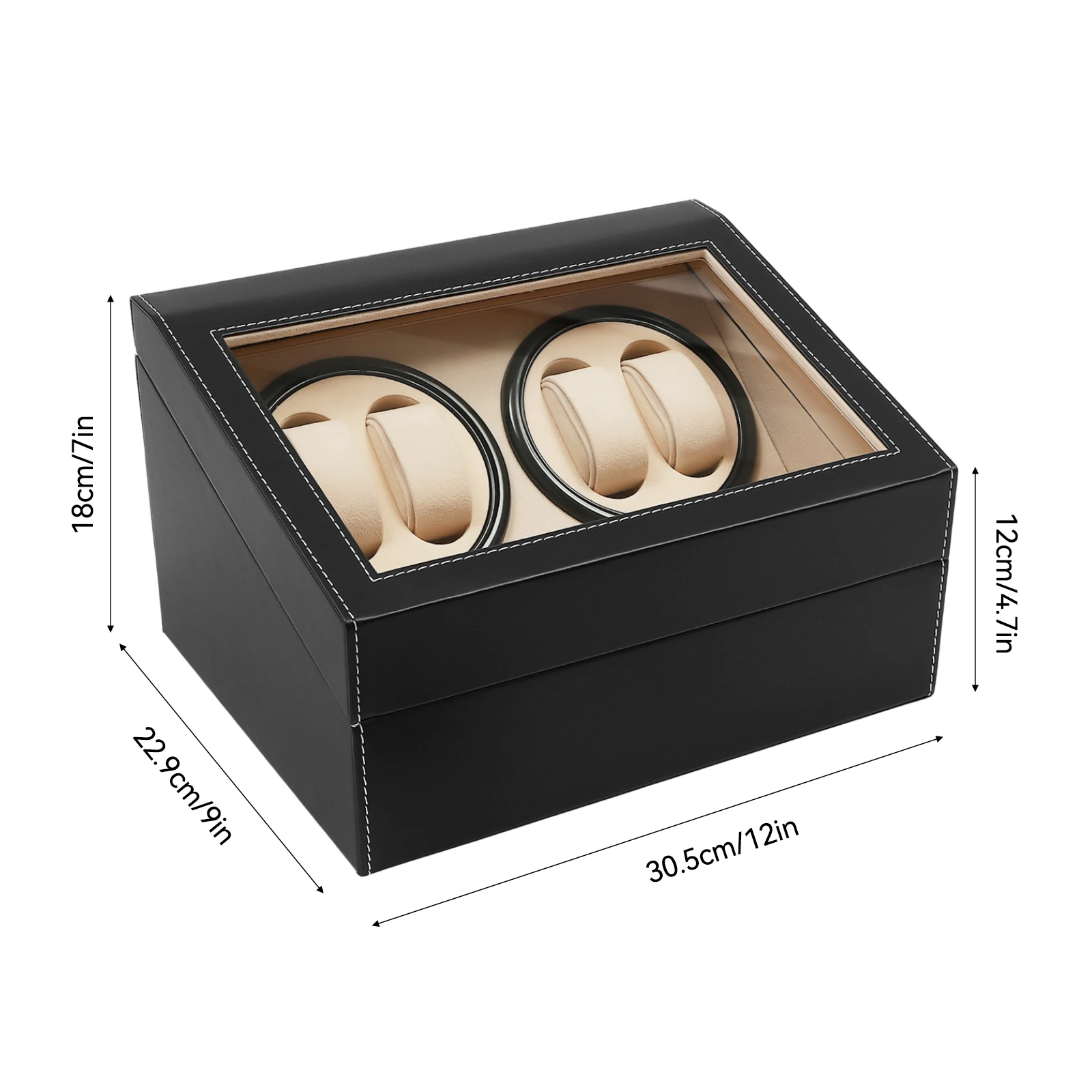4+6 Brown/Black Watch Winder Automatic Rotation Leather Storage Watch Display Box Case Holder for Store Display, Home Decoration