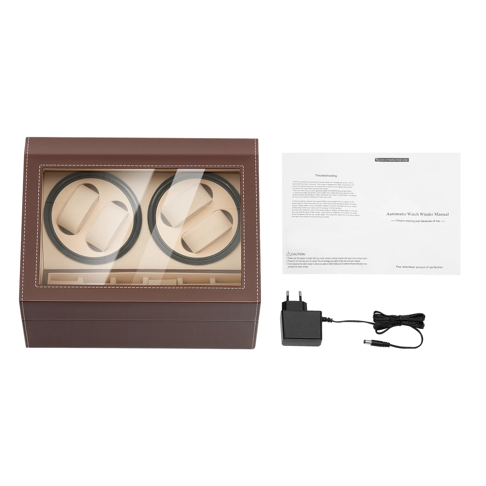 4+6 Brown/Black Watch Winder Automatic Rotation Leather Storage Watch Display Box Case Holder for Store Display, Home Decoration