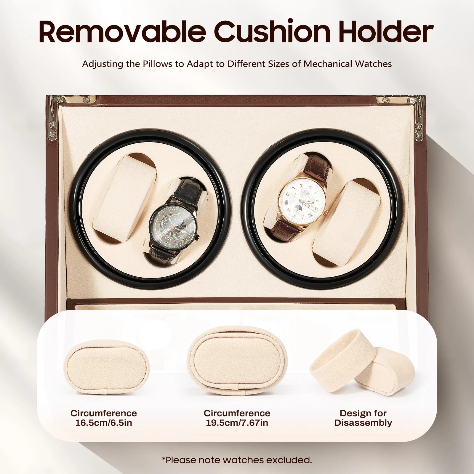 4+6 Brown/Black Watch Winder Automatic Rotation Leather Storage Watch Display Box Case Holder for Store Display, Home Decoration