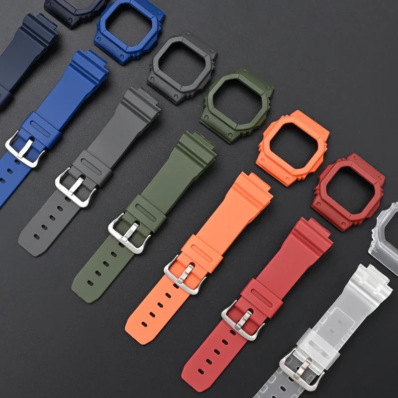 Case + Strap for Casio G-SHOCK DW-5600 GW-M5610 G-5000 GWB-5600 Replace Matte Resin Rubber Band Bracelet Bezel Watch Accessories