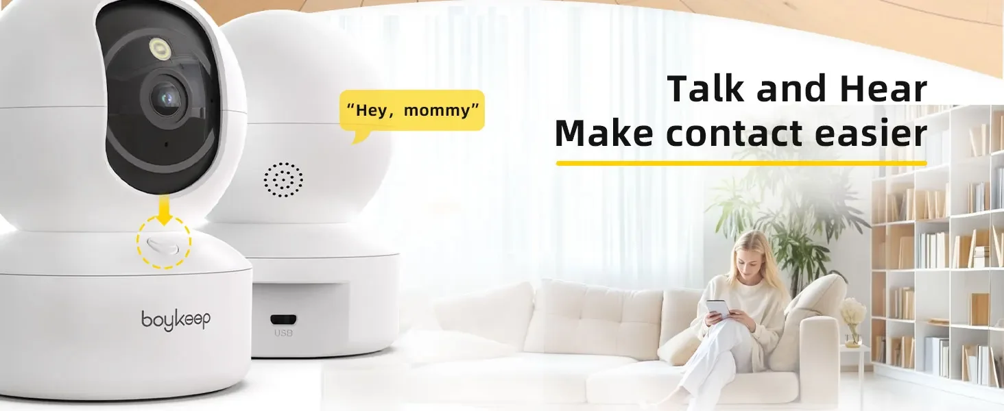 BoyKeep Smart Camera 2K Security Protection Wifi Surveillance 5G/2.4GHz Indoor Baby Night Vision 360° Pan & Tilt 2-Way Audio K30
