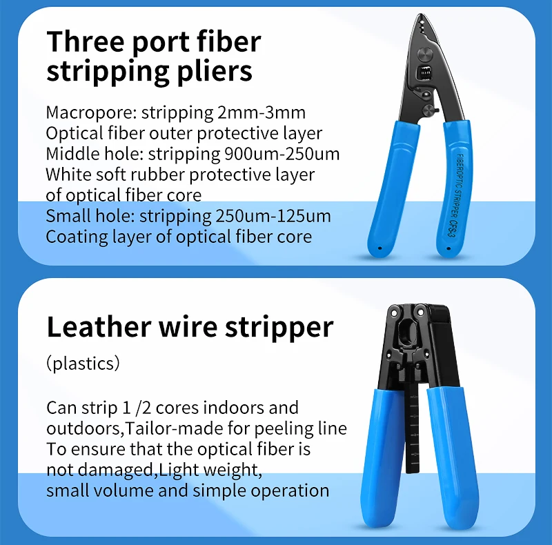 Fiber Optic Tool Kit With S-6C Fiber Cleaver Optical Power Meter(OPM) 15mw Visual Fault Locator(VFL) Fiber Stripper FTTH Tools